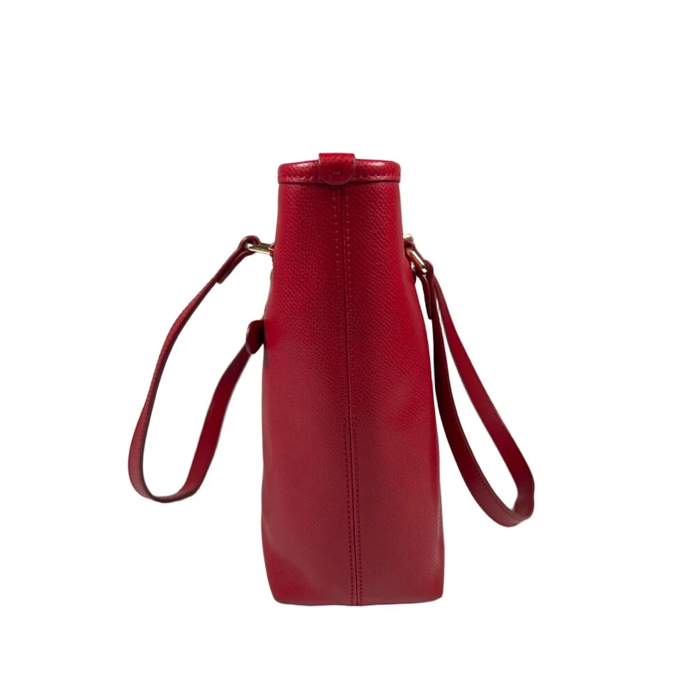 Coach Women's Red Pebbled Leather Zip Close City Tote Bag Purse